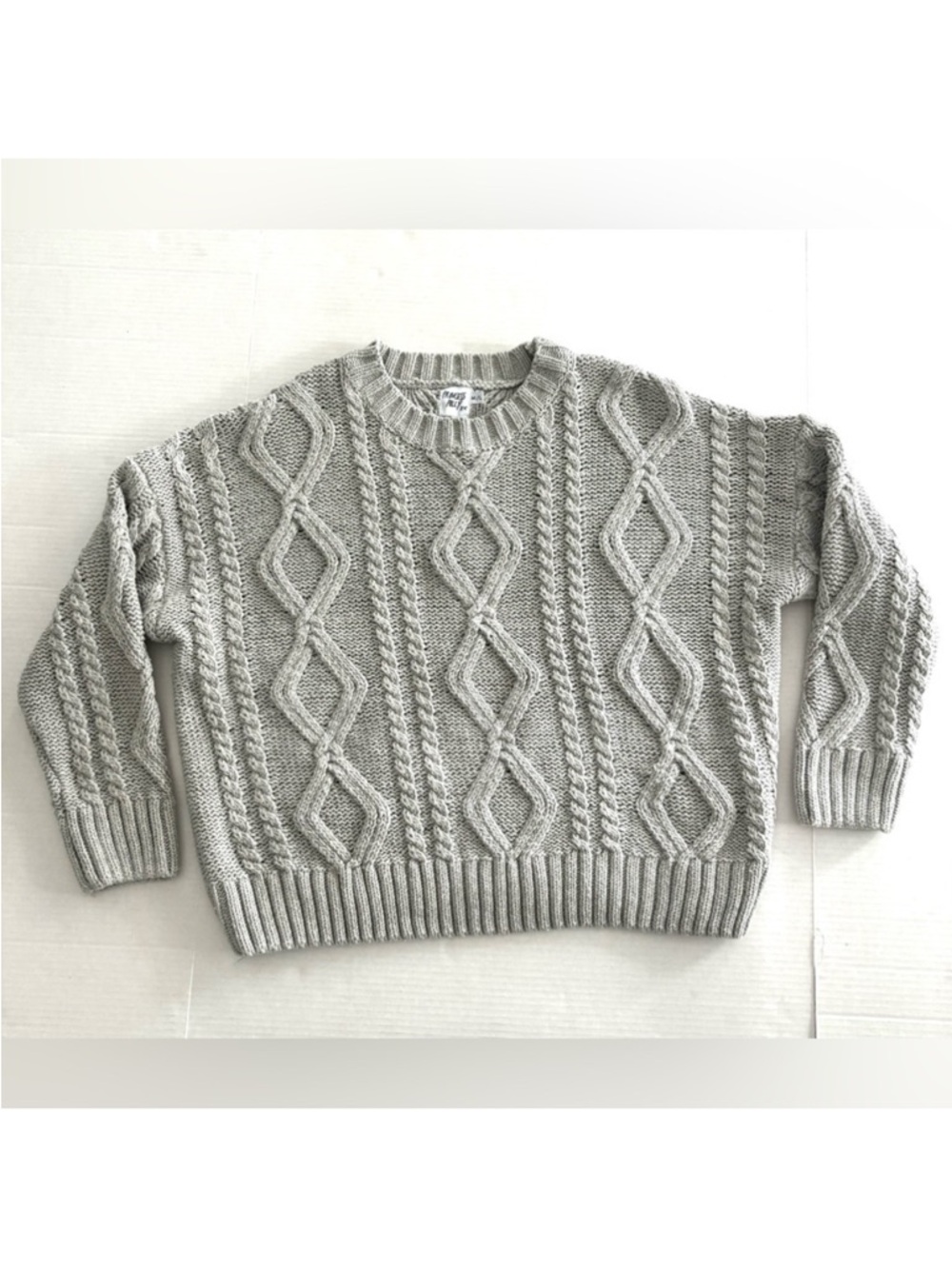 Princess Polly Anaya Oversized‎ Cable Knite Chunky Sweater Gray Women's Size M/L
